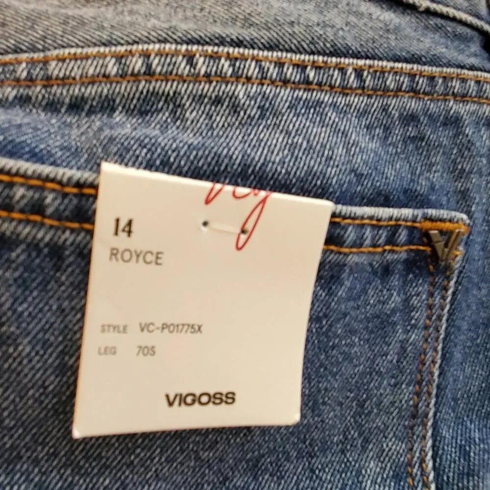 VIGOSS Royce 70's Stovepipe Crop  Medium wash Denim  Size 14 New with tags